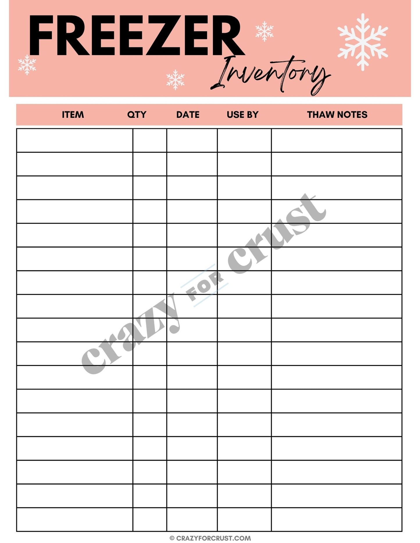 Freezer Guide Printable Power Pack